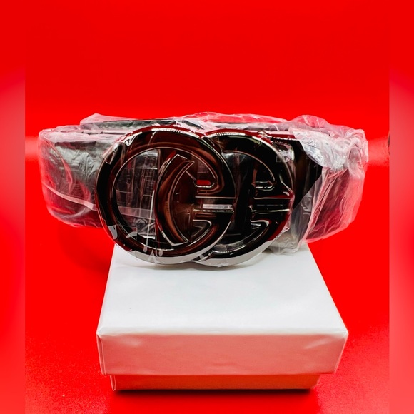 NWOT Luxury Black Belt with Gunmetal GG Buckle Adjustable 120cm Long - Picture 7 of 9